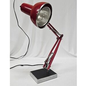 Vintage Sears Swing Arm Desk Lamp Red Mid Century Modern Task Light Adjustable